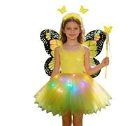 Genérico Déguisement pour filles Tutu avec ailes lumineuses et serre-tête pour