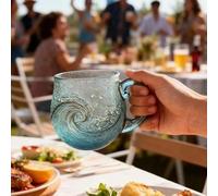 Generico Design ondulé - Bouteille d'eau en 300 ml avec poignée, récipient à boisson durable, récipient transparent résistant à la chaleur | Beach House Wine Office Home Adult