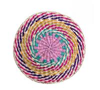 Generico Dessous de plat rond Boho en paille de mer en tissu de 20 cm | dessous de plat de style printemps, pour table de salle à manger, cuisine, mariage, centre de table festive
