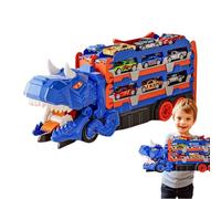 Generico Dinosaur Truck That Eats Car - 15,75 x 6,69 x 4,13 Inches Foldable Dinosaur Véhicule Toy Carrier, Transforming Playset With 18 Car Hauler Race Track | Tyrannosaurus Rex Eating Track Toy For