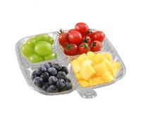 Genérico Divided Plate - Porcelain Plate With Compartment | Household Dishwasher-Safe Tableware Compartmentalized Square Fruit Dish | Four Grid Divided Seasoning Plate For Lunch School Picnics Outdoor