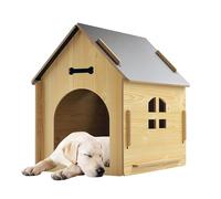 Generico Dog Kennel Outdoor | Dog House Outdoor | Weatherproof Wooden Dog House, Wooden Dogs House With Removable Roof, 39,5 x 51 x 52 cm Rustic Wooden Dog & Cat House For Home And Garden