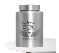 Generico Dog Urn, Pet Meetsake Small Urn - Mémorial d'Angel Aile Angel Aile Inoxydable Mémoire bloquant efficacement l'air et l'humidité pour protéger les cendres des animaux domestiques dans le