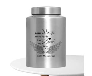 Generico Dog Urn, Pet Meetsake Small Urn - Mémorial d'Angel Aile Angel Aile Inoxydable Mémoire bloquant efficacement l'air et l'humidité pour protéger les cendres des animaux domestiques dans le