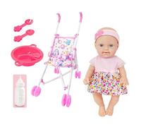 Generico Doll With Stroller, Child Doll Strollers Toy For Todddler | 10 pouces Exquisite Workmanship Dolls Playset With Stroller Dolls Accessories Pretend Toy Set For Kids Boys Girls 3+ Years Old
