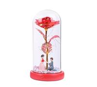 Generico Dôme avec fleurs stabilisées - 8,46 x 4,13 pouces, lampe florale à corde lumineuse à LED, décoration musicale avec rose, emballage cadeau pour san, anniversaire, mariage