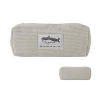 Generico Doux - Pour Papeterie En Velours Côte Avec Requin, Design Brodé | Sac Multifonction | Creative Portable Pour Crayons Pour Animaux, Fournitures De Bureau, Lav, Light Gray, riferimento alla