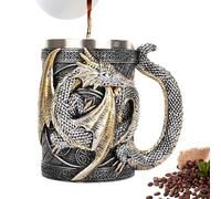 Generico Dragon Coffee Cup - Dragon 3D, Chope Fantasy Drink | Chope intérieure en acier inoxydable, art sculpté avec dragons, porte-gobelet médiéval, nouveauté d'exposition de collection pour l