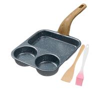 Genérico d'œuf : poêle à petit-déjeuner avec 3 compartiments avec spatule et brosse, poêle avec manche thermo-réactif pour bacon, préparation des repas, cuisine