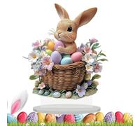 Generico Easter Acrylic Bunny Decoration | Acrylic, 19 x 20 cm, Clear & Colorful | Statue de lapin imperméable | Tiered Tray Decor for Farmhouse, Tabletop, Home