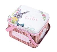 Generico Easter Basket Metal Candy Storage with Lid And Handle, 15,5 x 12,8 x 10,7 cm Cookie Box for Stocking Stuffers Holiday Party Chocolates Treat Date