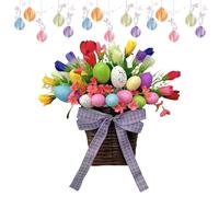 Generico Easter Baskets for Front Door - Flower Artificial Egg Spring Home Decor | 13.78 Inches Easter Door Decorations, for Indoor Home Room Dormitory Window Porch Holiday Party Vacation Photo Spring