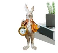 Genérico Easter Bunny Figurines - Easter Decor Gentleman Bunny Statue | Top Hat Cute Statue, with Clock For Farmhouse School Restaurant Hotel Spring Holiday Party Living Room Office