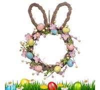 Generico Easter Bunny Wreath with Colorful Eggs | PE & Foam, 25,4 x 40,64 cm, Spring | Cute Rotin Egg Wreath for Front Door, Window, Porch & Garden | Indoor Outdoor Holiday Party Decor