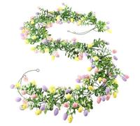 Generico Easter Egg Garland 2 Pack | ABS, 6.9ft Each, Colorful Artificial Vine | Spring Floral Hanging Wall Decor for Mantel, Tree, Fireplace | Holiday Home Decoration