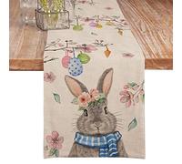 Generico Easter Table Runner - Spring Holiday Table Runner, Bunny Table Decor pour Easter Party | de Table à Manger à Base de Pâques, Table de Lin de Fête, Mobilier de Table de la Saison de