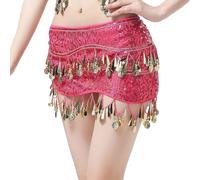 Generico Écharpe pour Danse du Ventre Écharpe pour Danse du Ventre en Mousseline de soie Soirée Drag Robes de Soirée pour Travestis Mini-Jupe à Paillettes Carnival Robe Jazz Sexy avec Glands Jazz