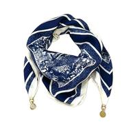 Generico Écharpe triangle magnétique - Écharpe en lin de coton pour protection contre les intempéries, bleu, 15x140 cm