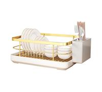 Genérico Égouttoir à vaisselle avec support pour ustensiles et résistant à la rouille | Organisateur compact d'ustensiles avec panier, étagère pour plan de travail d'évier maison familiale