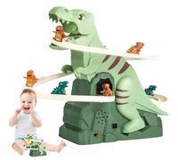 Genérico Electric Dinosaur Stair Climbing Toy - Race Track Toy, Interactive Playset with Lights and Music | For Kids Aged 3+ Fun Racing Track Dinosaur Car Gift Birthday Party Indoor Outdoor Play