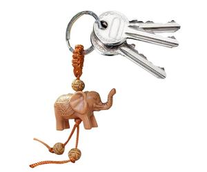 Generico Elephant Key Ring - Trois dimensions Carved Key Ring Pendant, Elephant Keychain, 3D Elephantt Imitation Wood Mobile Phone Keychain Pendant, MobiHangable Decoration for Purse Backpac