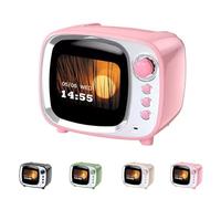 Genérico Enceinte Bluetooth Rétro avec Réveil Intelligent, Haut-Parleur sans Fil Vintage avec Écran de Paroles et Météo, Son HiFi, Idée Cadeau Original Déco Bureau Chambre(Pink)