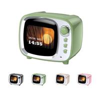 Genérico Enceinte Bluetooth Rétro avec Réveil Intelligent, Haut-Parleur sans Fil Vintage avec Écran de Paroles et Météo, Son HiFi, Idée Cadeau Original Déco Bureau Chambre(Green)