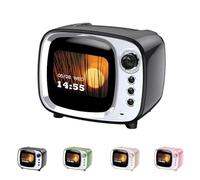 Genérico Enceinte Bluetooth Rétro avec Réveil Intelligent, Haut-Parleur sans Fil Vintage avec Écran de Paroles et Météo, Son HiFi, Idée Cadeau Original Déco Bureau Chambre(Noir)
