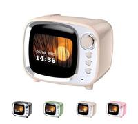 Genérico Enceinte Bluetooth Rétro avec Réveil Intelligent, Haut-Parleur sans Fil Vintage avec Écran de Paroles et Météo, Son HiFi, Idée Cadeau Original Déco Bureau Chambre(Beige)