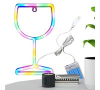 Genérico Enseignes de barre néon : décoration avec lumière LED pour verre de vin de cocktail, éclairage mural en acrylique brillant, écran alimenté par USB | maison, chambre, cuisine, bar