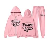 Genérico Ensemble 2 pièces pour femme Sweat à capuche Faith Over Fear et pantalon ensemble de vêtements confortables chrétiens pour adolescents et femmes, Rosé, M