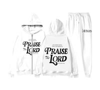 Genérico Ensemble 2 pièces pour femme Sweat à capuche Faith Over Fear et pantalon ensemble de vêtements confortables chrétiens pour adolescents et femmes, blanc, M