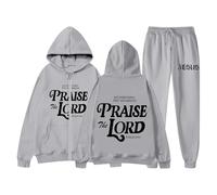 Genérico Ensemble 2 pièces pour femme Sweat à capuche Faith Over Fear et pantalon ensemble de vêtements confortables chrétiens pour adolescents et femmes, gris, L