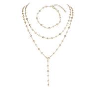 Generico Ensemble collier et bracelet | Cœur ajouré à couches avec finition dorée | Ensemble colliers longs en or - Pour rencontres romantiques, bal de fin d'année, voyages et soirées à l'extérieur