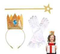 Generico Ensemble d'accessoires Tiare, complet Tiara avec et gants, accessoires pour fêtes de carnaval théâtre école maison usage quotidien