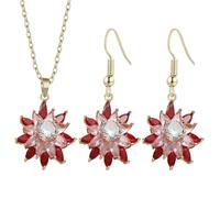 Generico Ensemble de bijoux rétro avec pendentif étoile à cinq branches et diamants colorés collier boucles d'oreilles en cristal accessoires de mode boucles d'oreilles clip cadeau pour rendez-vous