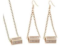 Generico Ensemble de bijoux rétro avec pendentif étoile à cinq branches et diamants colorés collier boucles d'oreilles en cristal accessoires de mode boucles d'oreilles clip cadeau pour rendez-vous