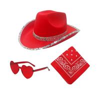Generico Ensemble de chapeaux de cowboy de Père Noël, chapeau de cowboy de Noël - Chapeau de cosplay Chapeau occidental | Fête 3X, chapeau de cowgirl à large bord co