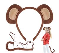 Genérico Ensemble de costume de singe : serre-tête avec oreilles accessoire pour queue | Design élégant pour Halloween, facile à mettre et à enlever pour que les et adultes se transforment