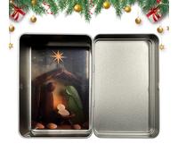 Generico Ensemble de crèche - Chiffres Religieux En Et Bois - Figures De Crèche Avec Boîte En Étain - Pour Lieu De Travail Séjour Bibliothèque Célébration Saisonnière Réunion Familiale Fête