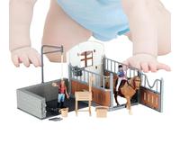 Generico Ensemble de Jeu pour étable pour - Ensemble de clôture pour Animaux de Ferme (25 cm) Figures de, Animaux de Ranch, clôture d'étable | Réaliste Faux de Jouer à des , scène et