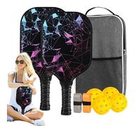 Genérico Ensemble de palettes : kit complet de démarrage, colle pour 2 mains, 4 boules, 1 sac, 2 raquettes | Palette de sport en fibre de verre | Palettes de balle de préhension légère | Terrain de