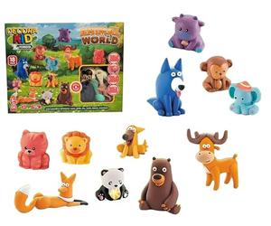 Generico Ensemble de pâte à modeler pour enfants Monde Animaux Forêt Ferme Jungla Kit Créatif avec Plasticine Colorée 168g Moules et Accessoires