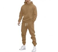 Genérico Ensemble de survêtement 2 pièces pour homme avec sweat à capuche et pantalon de survêtement respirant pour sport et loisirs, Café, S