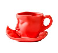 Generico Ensemble de tasses à café Kiss, à café pour le visage, ensemble de thé avec soucoupe, tasses à thé et soucoupe au design abstrait d'une paire de baisers de 100 ml pour la décoration Domes