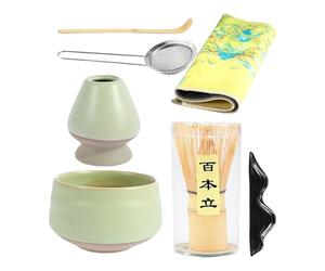 Generico Ensemble De Thé Matcha, Japonais Kit En Céramique 7 Pièces,Accessoires Outils Bol Et Fouets La Cérémonie Match