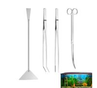 Generico Ensemble d'outils pour terrarium, 4 en 1 Brucelles longues en acier, kit d'outils pour nettoyage d'eau salée Betta Crevettes Grenouille Terrarium Aménagement paysager