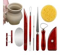 Generico Ensemble d'outils pour travailler l'argile - Kit de modélisation 9 pièces à séchage naturel - outils de sculpture, pour professionnels débutant bricolage artisanat décoration