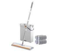 Genérico Ensemble et serpillère pour sols : essoreuse mains libres, kit de nettoyage de vadrouille plate sèche et humide, outils de nettoyage pour la maison | Nettoyeur de surfaces moulées