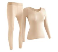 Genérico Ensemble thermique pour femme - Vêtements quotidiens sans coutures | Ensemble thermique pour pyjama de base, Noël, automne, quotidien, intérieur, extérieur, bureau, voyage, vacances, Couleur